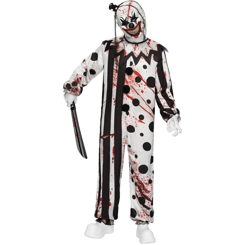 Spooktacular Creations Mens Killer Clown Costume Size XL White Bloody Horror